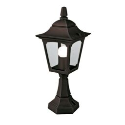 Loops Outdoor IP44 1 Bulb Wall Ground Pedestal Lamp Light Black LED E27 100W d00315 - thumbnail 1