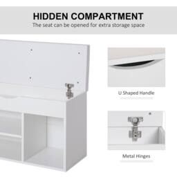 Wyld Haus Sokari White Shoe Storage Bench Padded Seat & Hidden Compartment - thumbnail 5
