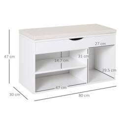 Wyld Haus Sokari White Shoe Storage Bench Padded Seat & Hidden Compartment - thumbnail 4
