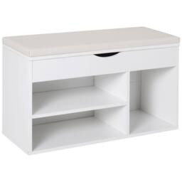 Wyld Haus Sokari White Shoe Storage Bench Padded Seat & Hidden Compartment - thumbnail 2