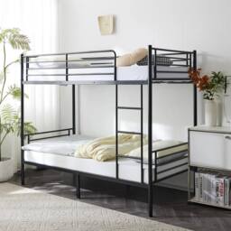 SPETLEK Metal 3Ft Bunk Bed Frame in Black - Size: Double - thumbnail 1