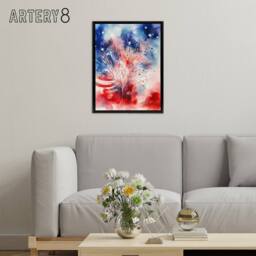 "Artery8 Stars & Stripes USA Fireworks Framed Canvas Wall Art Print - Size: W12"" x H16""" - thumbnail 3