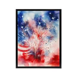 "Artery8 Stars & Stripes USA Fireworks Framed Canvas Wall Art Print - Size: W12"" x H16""" - thumbnail 1