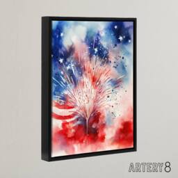 "Artery8 Stars & Stripes USA Fireworks Framed Canvas Wall Art Print - Size: W12"" x H16""" - thumbnail 2