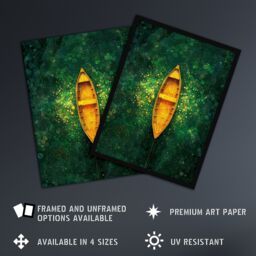 "Artery8 Wall Art Print Emerald Cove Cave Gold Sunlight Boat Aerial View Poster in Green - Size: W18"" x H24""" - thumbnail 2