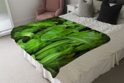 Benjamin Tate Design Abstract background of dark green leaves Designer Blanket in Natural - Size: 120 cm x 150 cm - thumbnail 4