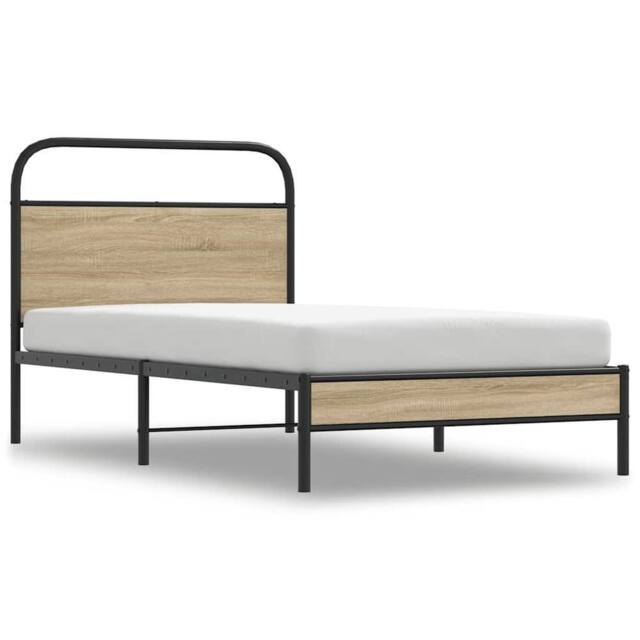 Berkfield Home Bed Frame Without Mattress 100x200 cm Smoked Oak Engineered Wood in Brown - image 1