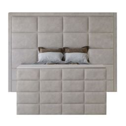 HOB Furniture Block Upholstered Tv Bed Frame, Luxury French Velvet, Pebble in Light Grey - Size: King - thumbnail 5