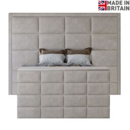 HOB Furniture Block Upholstered Tv Bed Frame, Luxury French Velvet, Pebble in Light Grey - Size: King - thumbnail 6