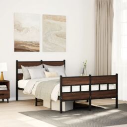 Berkfield Home Bed Frame without Mattress with Headboard & Footboard 120x200 cm in Brown - Size: Small Double
