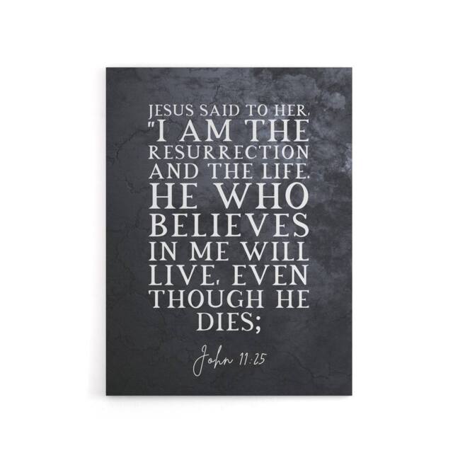 "Artery8 John 11 25 Jesus I Am The Bible Quote Canvas Wall Art Print in Grey - Size: W18"" x H24""" - image 1