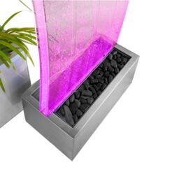 Primrose Cosmo Curved Bubble Water Feature Wall Colour Changing Indoor 183cm in Metallic Silver - thumbnail 4