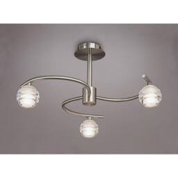 Netlighting Sphere Semi Flush 3 Light G9 Satin Nickel in Grey - thumbnail 2