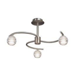 Netlighting Sphere Semi Flush 3 Light G9 Satin Nickel in Grey