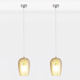 First Choice Lighting Set of 2 Dimpled Glass & Jewelled Pendant Lights in Silver - thumbnail 1