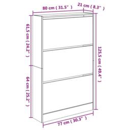 Berkfield Home Shoe Cabinet White 80x21x125.5 cm Engineered Wood - thumbnail 9