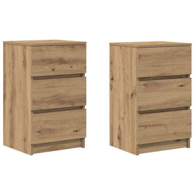Berkfield Home Bedside Cabinets with 3 Drawers 2 pcs Artisan Oak 39x35x65 cm in Brown - Size: 39 x 35 x 65 cm - image 1