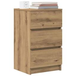 Berkfield Home Bedside Cabinets with 3 Drawers 2 pcs Artisan Oak 39x35x65 cm in Brown - Size: 39 x 35 x 65 cm - thumbnail 4