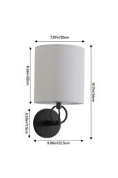 Living and Home Metal Wall Light with Fabric Lampshade in Black - thumbnail 4