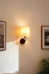 Living and Home Metal Wall Light with Fabric Lampshade in Black