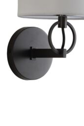 Living and Home Metal Wall Light with Fabric Lampshade in Black - thumbnail 5