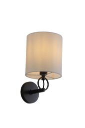 Living and Home Metal Wall Light with Fabric Lampshade in Black - thumbnail 2