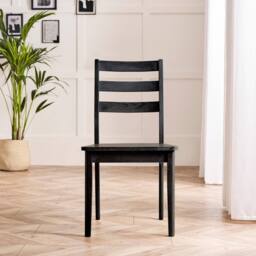 FurnitureboxUK 2x Lynton Black Wooden Dining Chairs - thumbnail 3