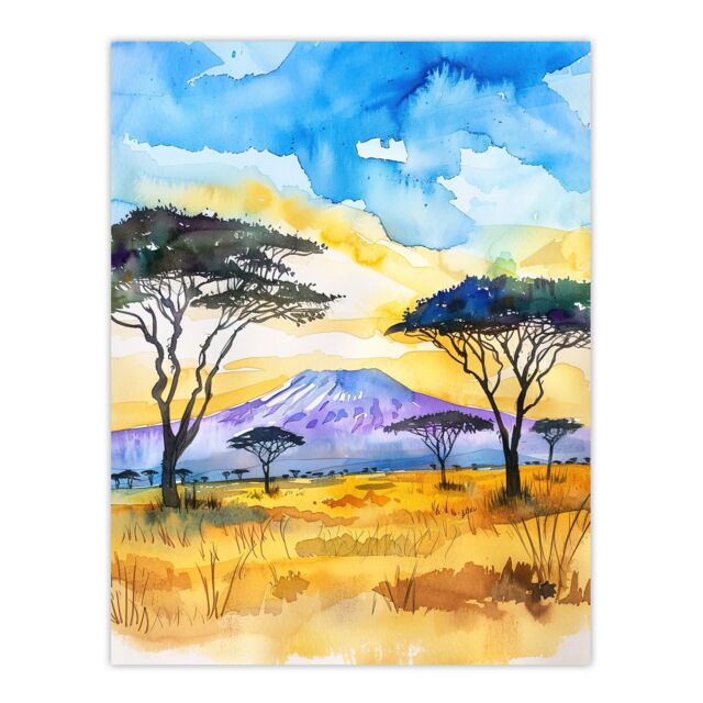 "Artery8 Savanna Sunrise Mount Kilimanjaro Tanzania Wall Art Print - Size: W12"" x H16""" - image 1