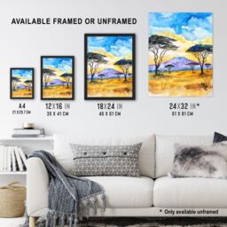 "Artery8 Savanna Sunrise Mount Kilimanjaro Tanzania Wall Art Print - Size: W12"" x H16""" - thumbnail 3