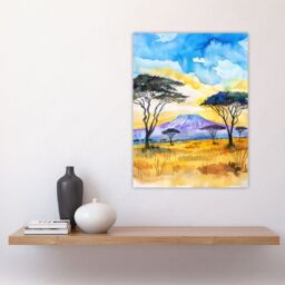 "Artery8 Savanna Sunrise Mount Kilimanjaro Tanzania Wall Art Print - Size: W12"" x H16""" - thumbnail 4