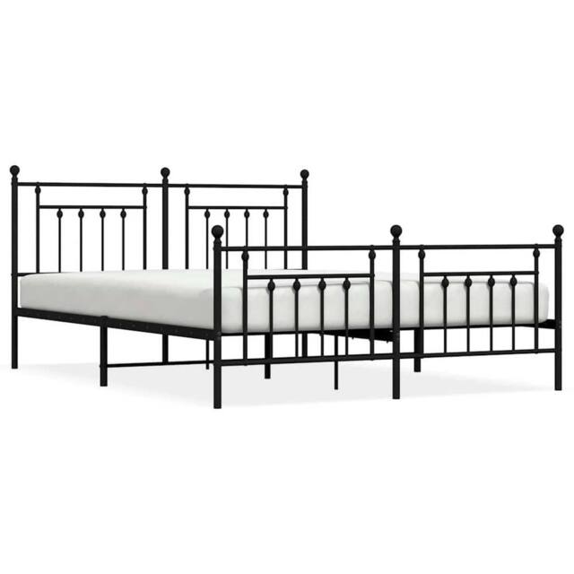 Berkfield Home Metal Bed Frame with Headboard & Footboard Black 183x213 cm - image 1
