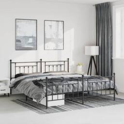 Berkfield Home Metal Bed Frame with Headboard & Footboard Black 183x213 cm - thumbnail 2