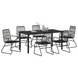 Berkfield Home Comfortable 7 Piece Garden Dining Set Black PVC Rattan - thumbnail 1
