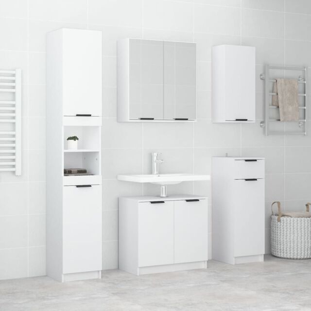 Berkfield Home 5 Piece Bathroom Cabinet Set White Engineered Wood - image 1