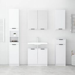 Berkfield Home 5 Piece Bathroom Cabinet Set White Engineered Wood - thumbnail 3