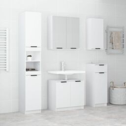 Berkfield Home 5 Piece Bathroom Cabinet Set White Engineered Wood - thumbnail 1