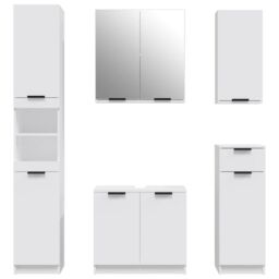Berkfield Home 5 Piece Bathroom Cabinet Set White Engineered Wood - thumbnail 5