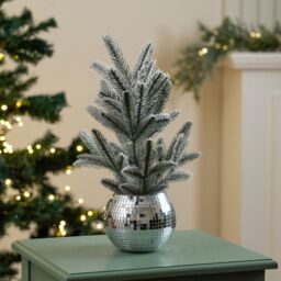 Scottish Everlastings Ltd 37cm Mirrorball Potted Christmas Tree in Silver