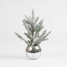 Scottish Everlastings Ltd 37cm Mirrorball Potted Christmas Tree in Silver - thumbnail 2