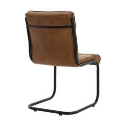 Lemon Pavilion Furniture and Decor Billy Leather Dining Chair - Metal - L60 x W50 x H91 cm - Brown - thumbnail 2