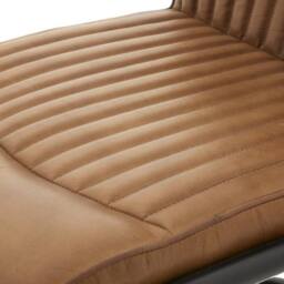 Lemon Pavilion Furniture and Decor Billy Leather Dining Chair - Metal - L60 x W50 x H91 cm - Brown - thumbnail 3