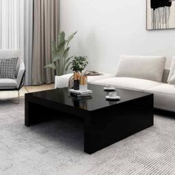 Berkfield Home Coffee Table Black 100x100x35 cm Engineered Wood - Size: 100 x 100 x 35 cm - thumbnail 3