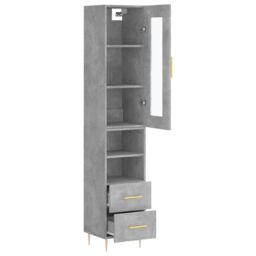Berkfield Home Highboard Concrete Grey 34.5x34x180 cm Engineered Wood - thumbnail 4