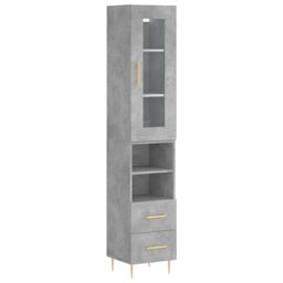 Berkfield Home Highboard Concrete Grey 34.5x34x180 cm Engineered Wood - thumbnail 2