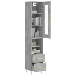 Berkfield Home Highboard Concrete Grey 34.5x34x180 cm Engineered Wood - thumbnail 3