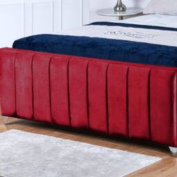 UK Bed Furniture Milano Slatted Base Upholstered Bed with 48 Inch Headboard in Maroon - Size: Super King - thumbnail 3