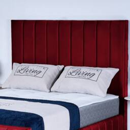 UK Bed Furniture Milano Slatted Base Upholstered Bed with 48 Inch Headboard in Maroon - Size: Super King - thumbnail 2