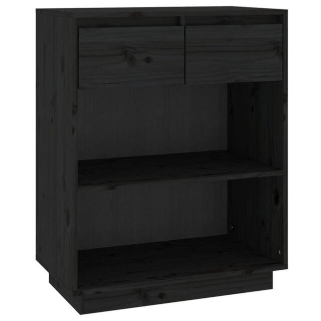 Berkfield Home Console Cabinet Black 60x34x75 cm Solid Wood Pine - Size: 60 x 34 x 75 cm - image 1
