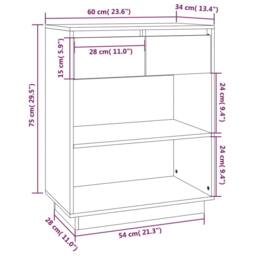 Berkfield Home Console Cabinet Black 60x34x75 cm Solid Wood Pine - Size: 60 x 34 x 75 cm - thumbnail 9