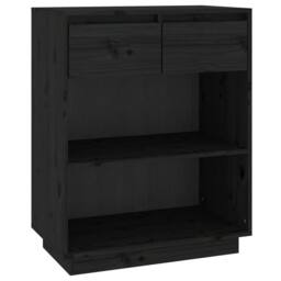 Berkfield Home Console Cabinet Black 60x34x75 cm Solid Wood Pine - Size: 60 x 34 x 75 cm - thumbnail 1